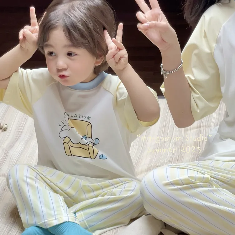 亲子装暖气房睡衣兰精莫代尔棉套装2025秋冬儿童卡通男女童空调服