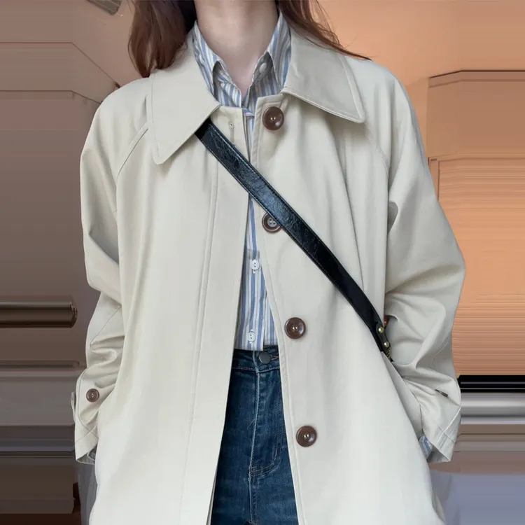 风衣外套女中长款2025新款春秋日系小个子高级感今年流行休闲大衣