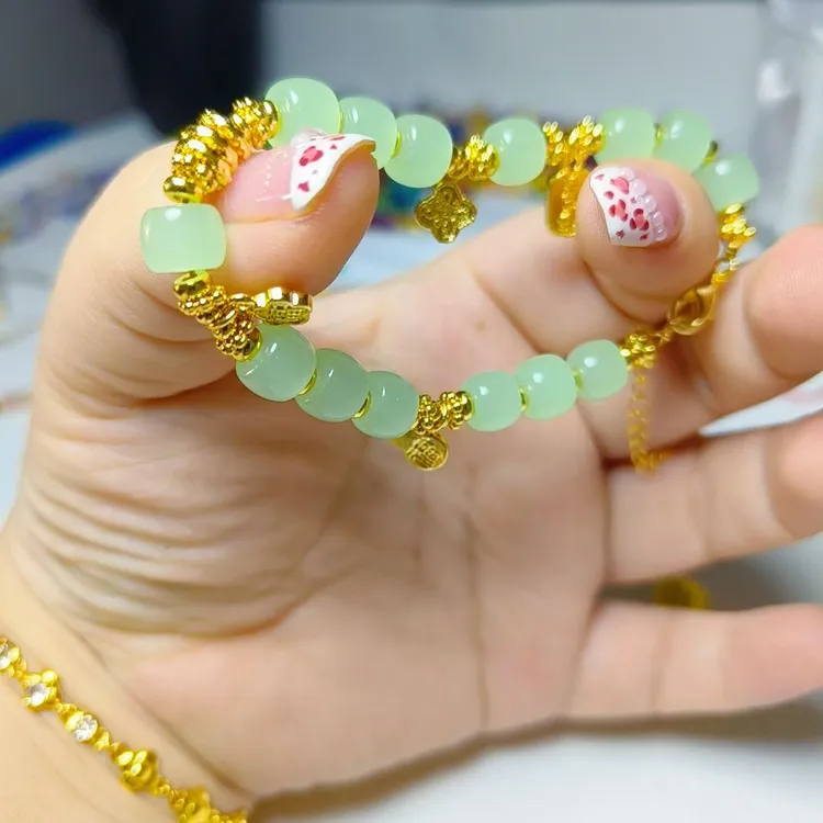 铜合金琉璃手链 金枝玉叶手链女生高级感小众设计手饰闺蜜礼物