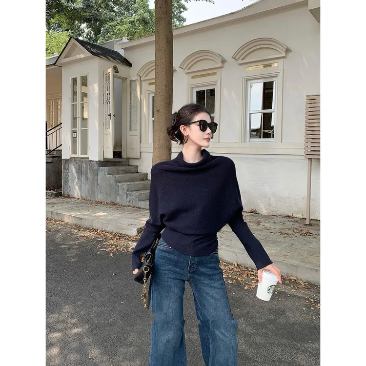 秋季慵懒清冷洋气酷飒风高级感知性收腰秋冬针织上衣