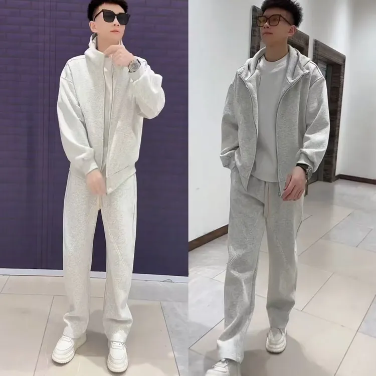 秋冬新款休闲运动套装男宽松连帽外套卫衣卫裤两件套高级感一整套