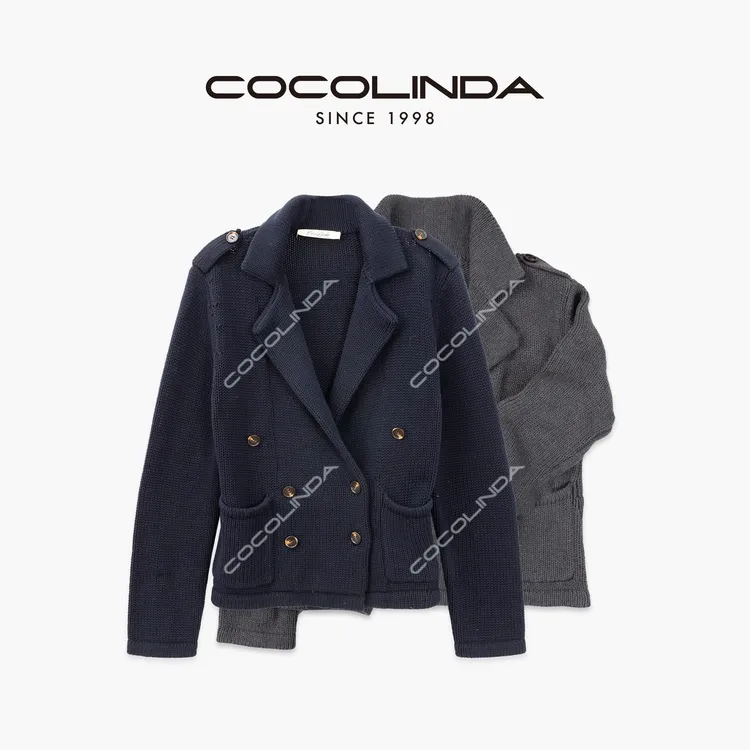 COCOLINDA | 拉夫风100%棉短款老钱风粗线针织棉线外套C5372