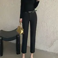 黑色小脚弹力显瘦九分西装裤72212