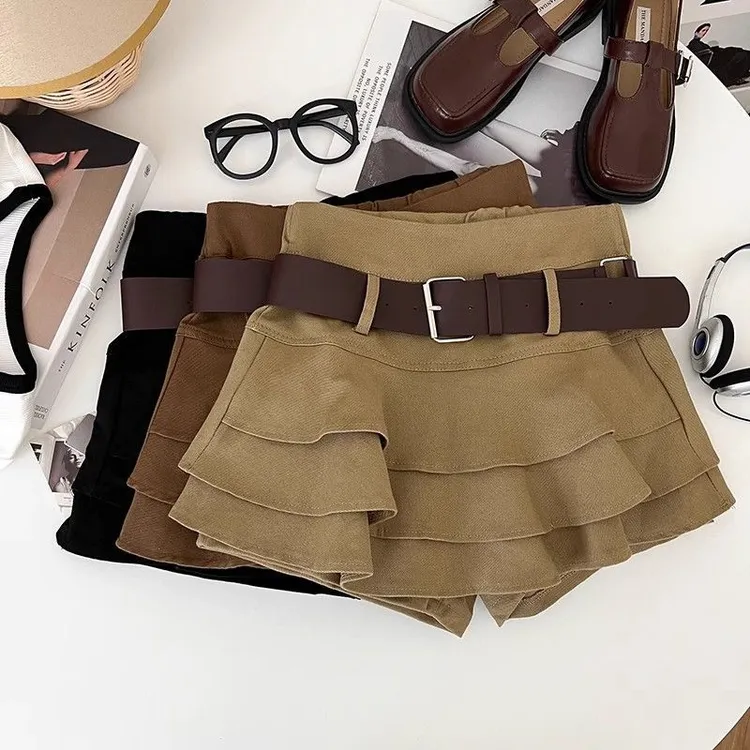 咖色短裙层层蛋糕裙a字半身裙女2025新款秋冬小个子高腰气质半裙
