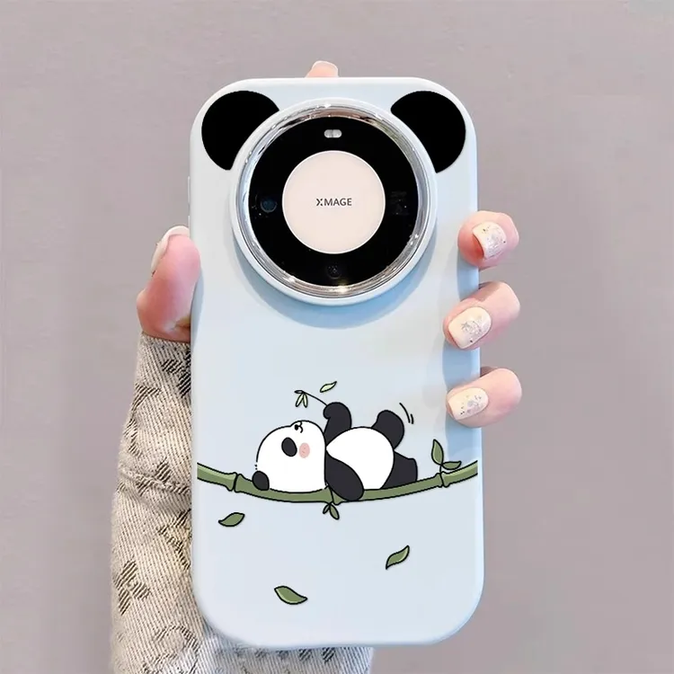 开心熊猫适用华为mate70pro手机壳Pura70可爱mate60苹果13防摔软