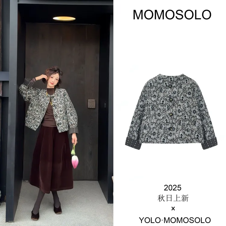 •寒雀•2025秋冬缠枝花纹刺绣美丽奴羊毛加厚重磅外套棉服258942