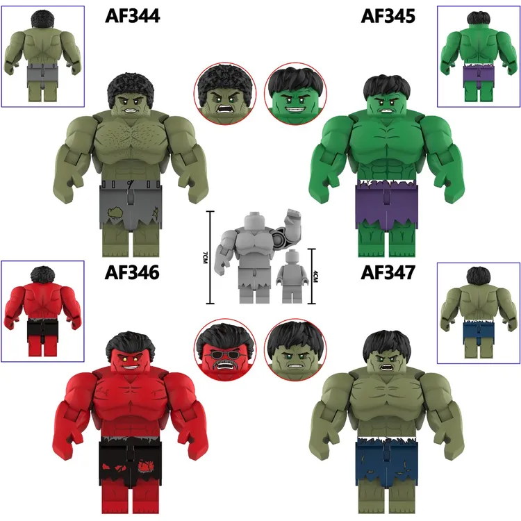 绿色巨人无敌红巨人第三方拼装积木7厘米大人仔玩具AF344-AF347