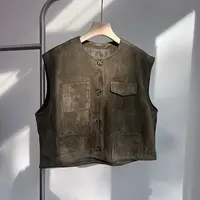 95MJ4001复古高级感单排扣麂皮绒马夹女秋季新款时尚百搭马甲上衣