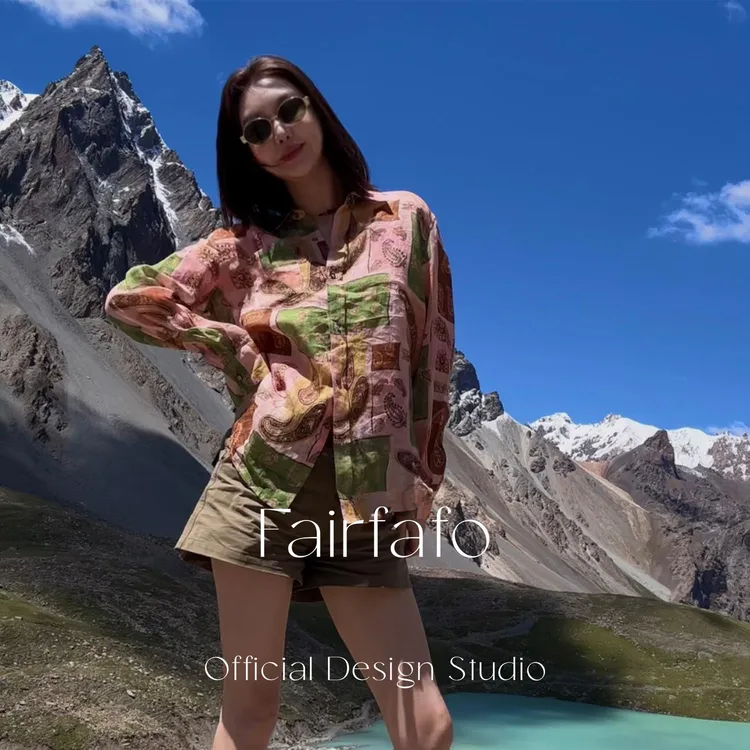 【腰果花多彩衬衫】亚麻 CSCL57092夏季新款度假老钱风防晒透气衬衫