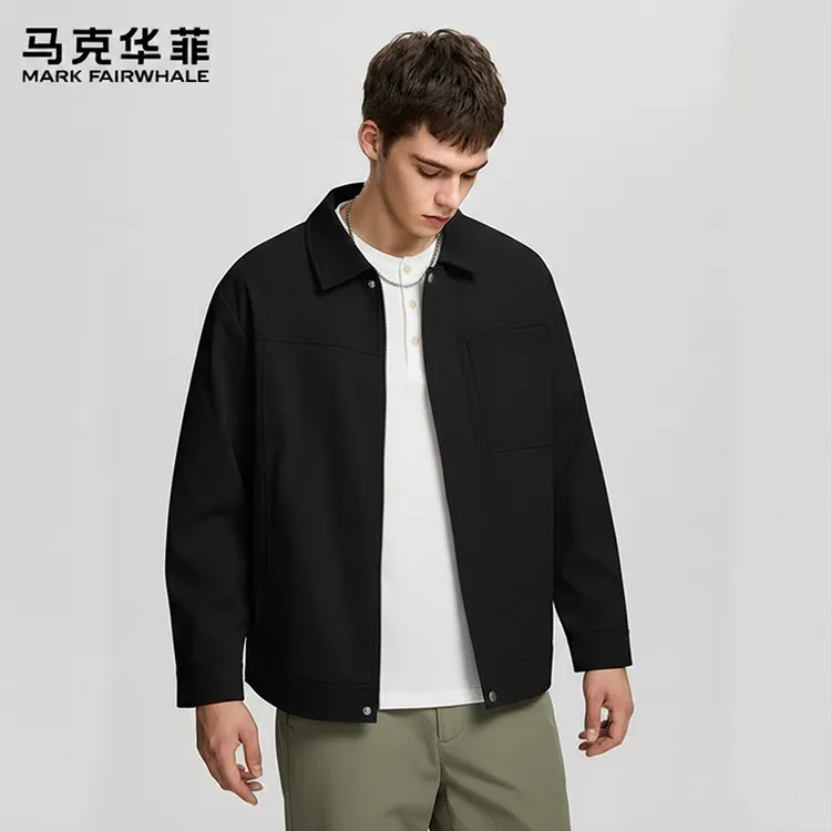 马克华菲百搭黑色夹克男春秋工装飞行员翻领底特律哈灵顿工装外套商品图