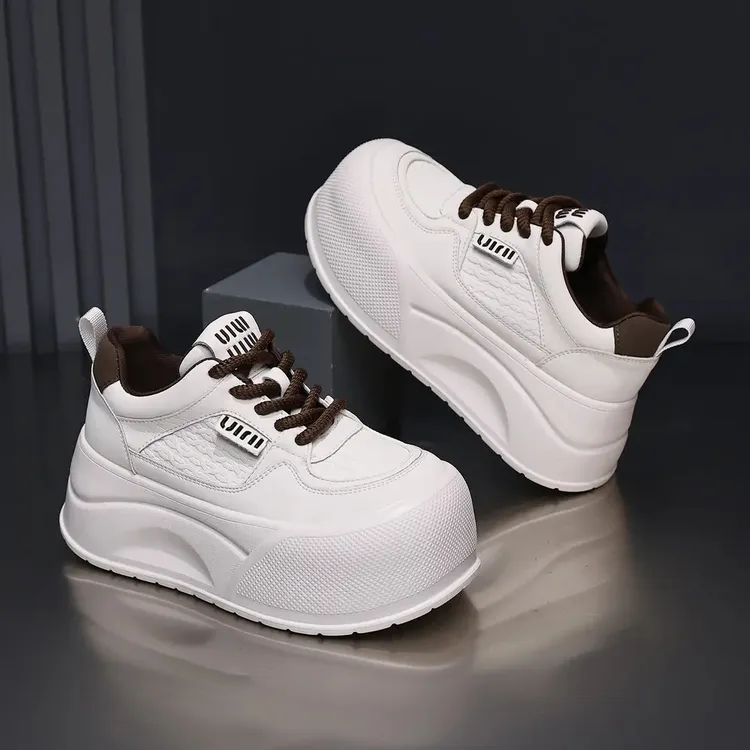 殊彩7CM厚底小白鞋女2025秋冬新款加绒保暖增高小个子板鞋松糕鞋