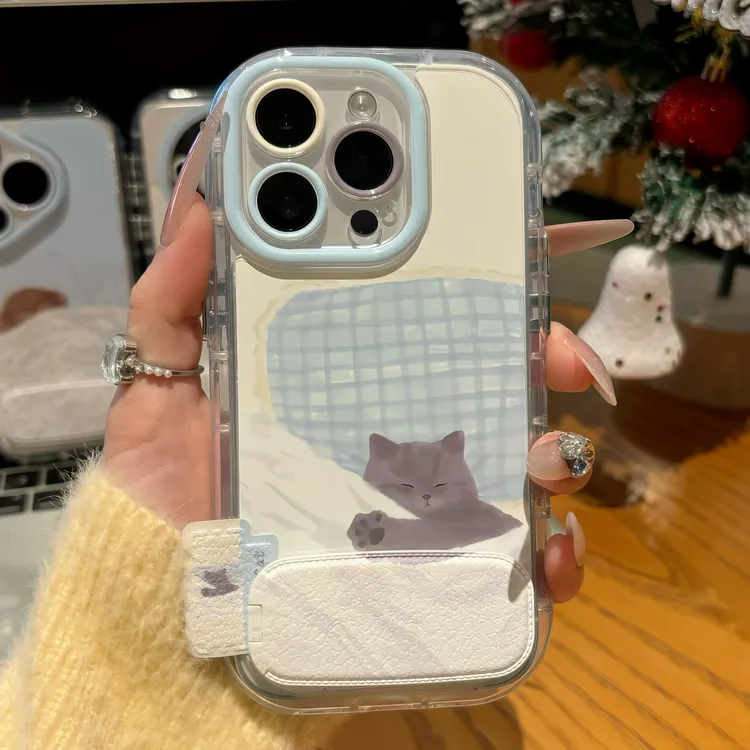 欧克里里睡觉猫狗支架适用苹果17/16手机壳华为vivo小米15/14oppo