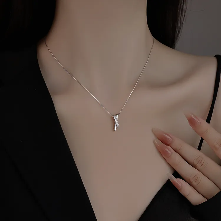 坠链均925银 925纯银X钻项链女2025爆款锁骨链轻奢小众配饰颈链夏