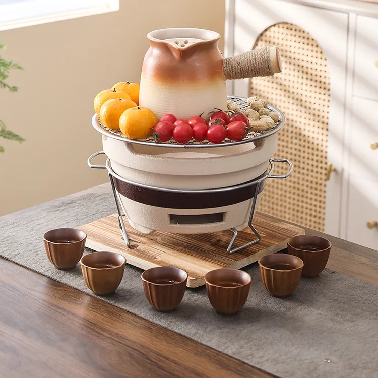 侧把茶壶罐罐壶陶土器具室内家用烧烤炉户外打边炉老式炭炉子