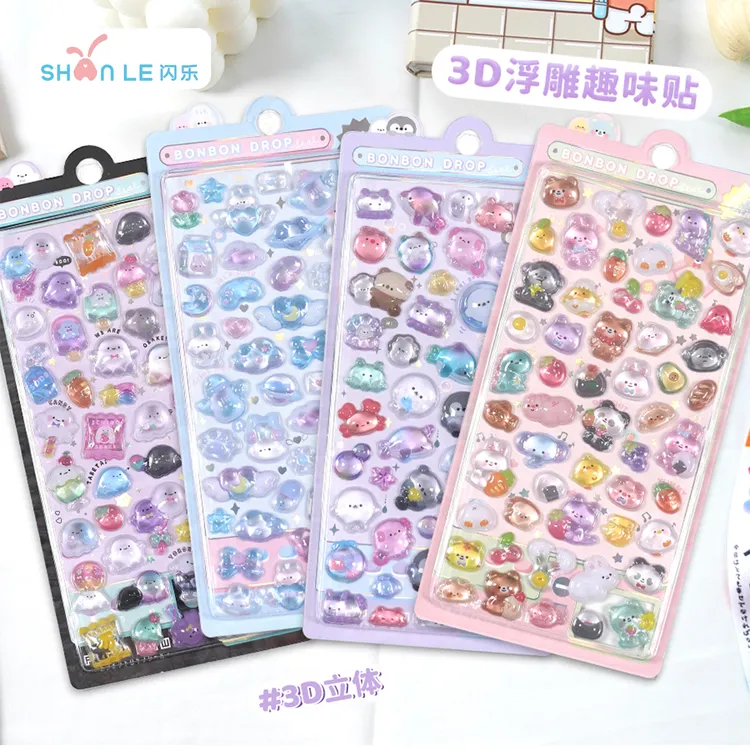 闪乐高颜值3D立体浮雕贴纸儿童女孩玩具可爱收藏款可DIY手机壳贴商品图