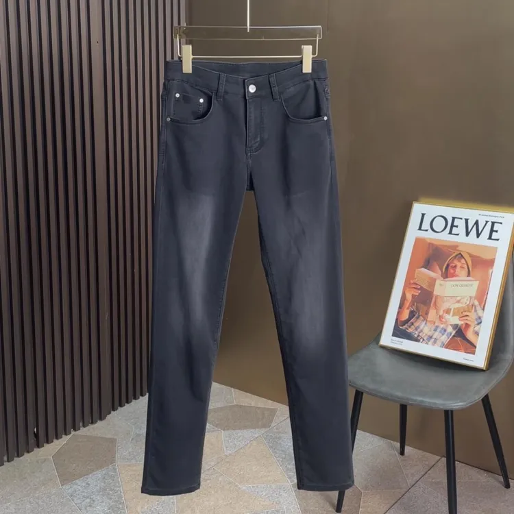 2025秋冬大码轻奢微弹中腰烟灰色水洗男牛仔裤子百搭修身小直筒裤