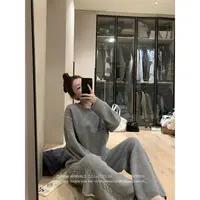 YESWOMENlazy云朵套组·显瘦圆领毛衣慵懒麻花阔腿裤XY70511F1302B