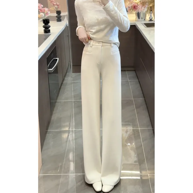 【周粥】【羊毛裤】2025秋季新款高腰显瘦直筒羊毛休闲裤JJX5XXK5043