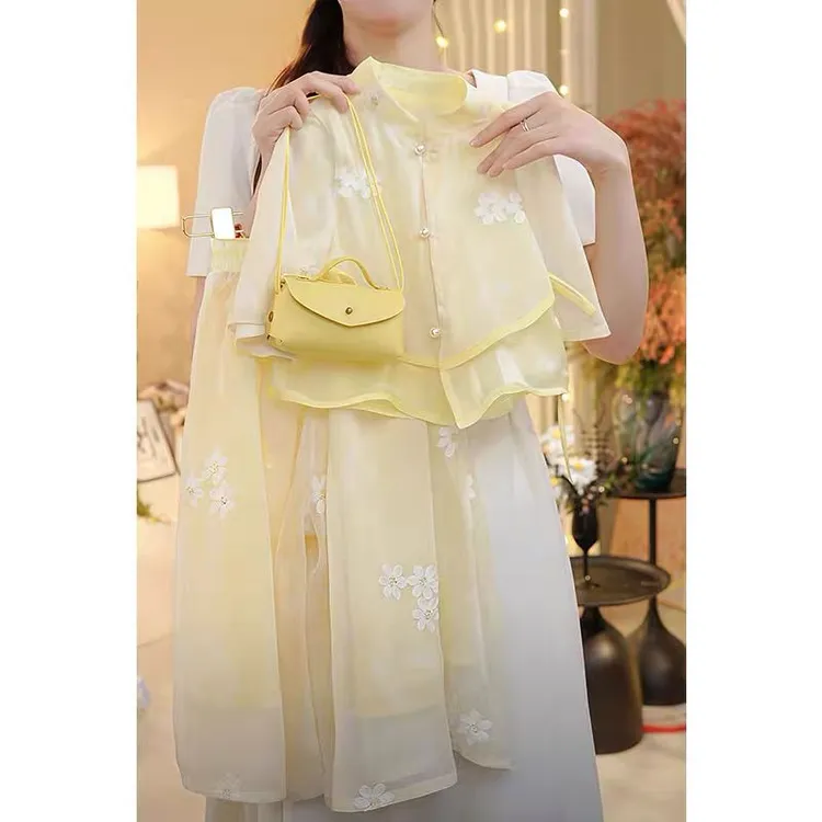女童新中式套装夏季2025新款儿童汉服童装女孩夏装薄款国风两件套