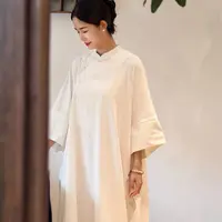 朴时如故《斜襟手工盘口袍子》舒适夏季款