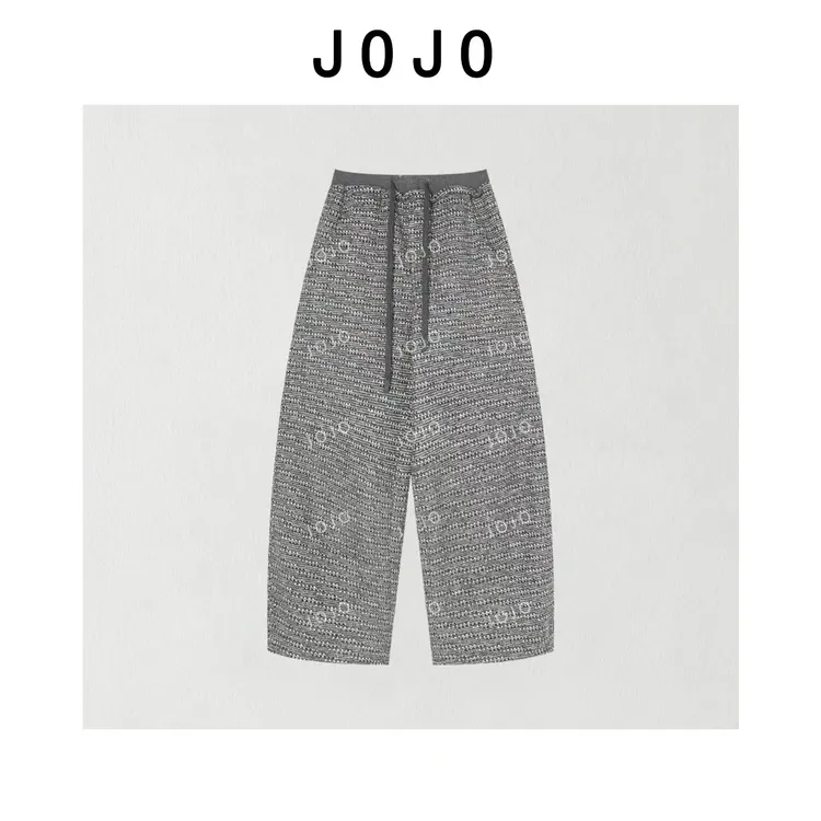 玖了个玖 2025冬款 极简百搭加绒加厚双腰头小香毛呢裤 2510C7016