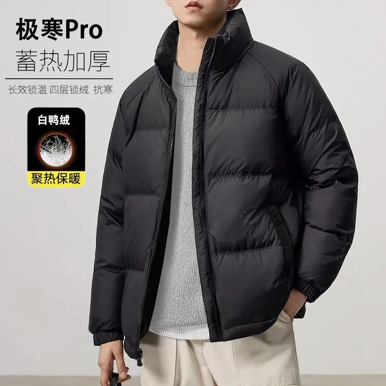 2025冬季新国标男士鸭绒加厚休闲保暖宽松百搭羽绒服立领外套男