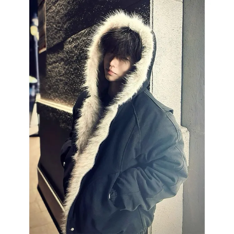 cleanfit座山雕毛领棉服男款秋冬季美式连帽棉衣夹克加绒加厚外套