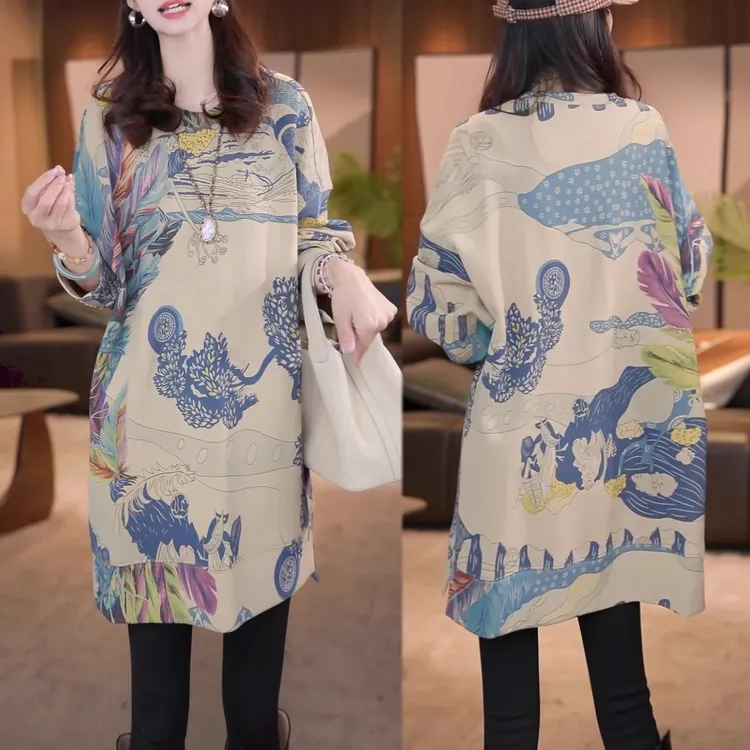 时尚韩版百搭长袖保暖卫衣女秋冬新款洋气宽松显瘦设计感印花上衣