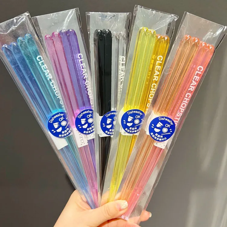网红虫虫同款筷子透明高档高颜值日式防滑马卡龙彩色可爱不耐高温