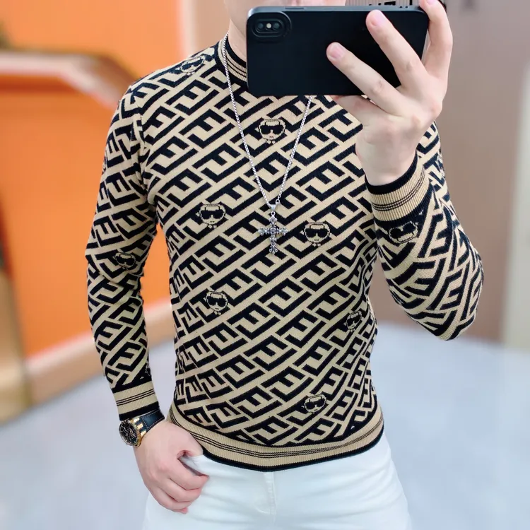 阿凯严选-欧货秋冬新款男士潮流时尚帅气轻奢针织修身打底毛衣