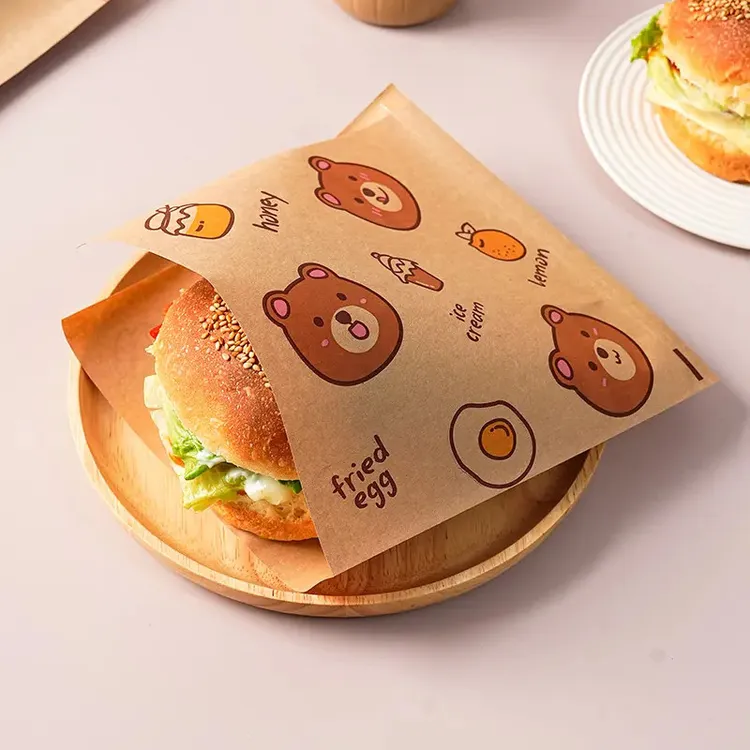一次性汉堡包装纸袋三明治防油手抓鸡蛋灌饼早餐食品家用袋子纸垫