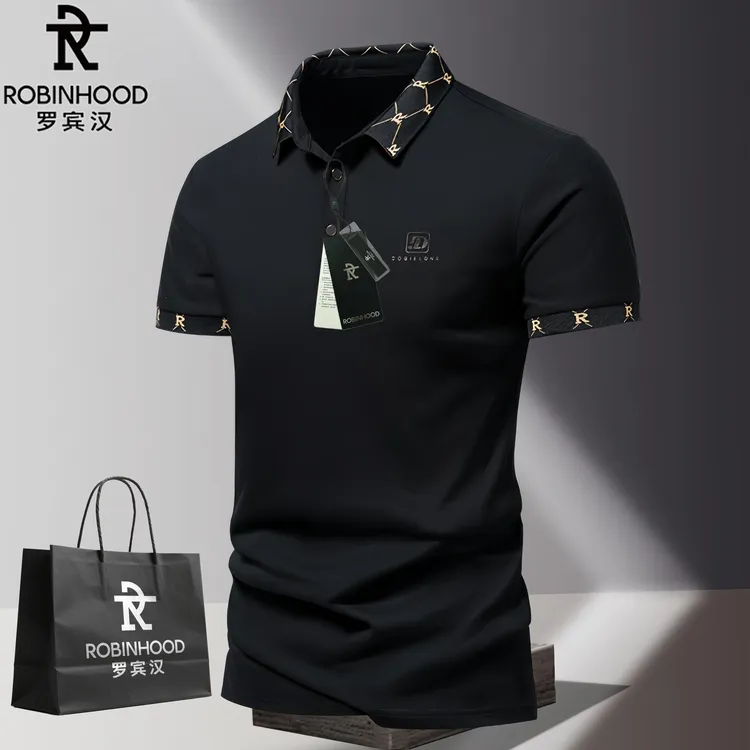 罗宾汉/ROBINHOOD男士夏季短袖t恤潮流休闲上衣时尚印花Polo衫潮 