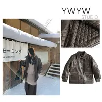 【YWYW25F/W】秋冬气质复古保暖菱格夹棉PU皮衣外套5959