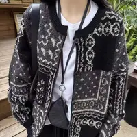 冬季新款韩版宽松加厚颗粒绒针织毛衣外套女慵懒风6777