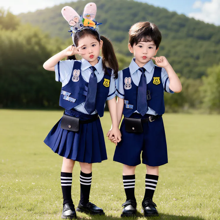 儿童夏季疯狂动物城兔子警官cos服朱迪套装男女童学院风六一表演