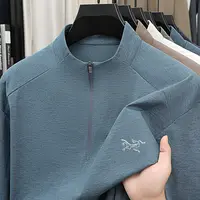 【新品鸟上市】半高立领拉链长袖T恤英伦风男士刺绣卫衣纯色休闲装
