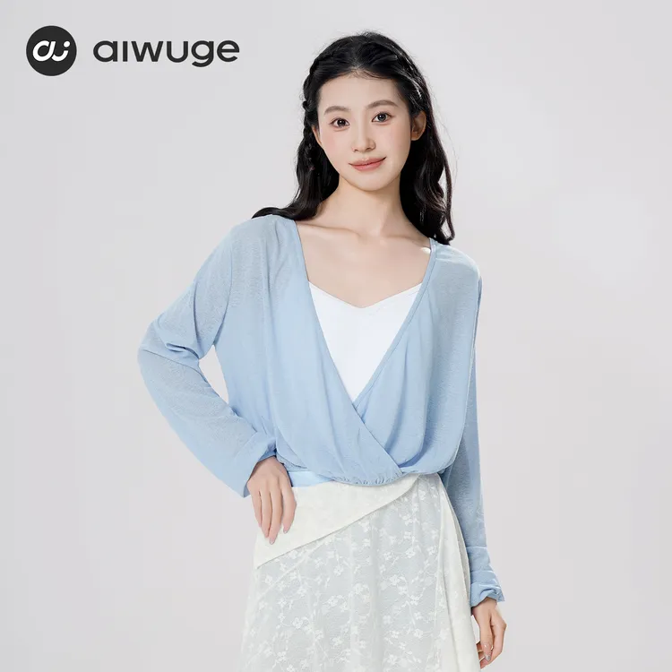 艾舞戈古典舞纱衣女秋季新款中国舞蹈服飘逸长袖罩衫现代舞练功服