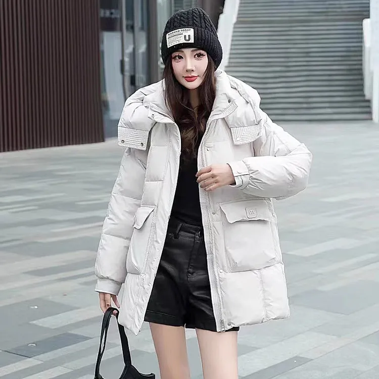 2025冬季轻奢高品质加厚保暖90%白鸭绒甩帽羽绒服女长款宽松显瘦