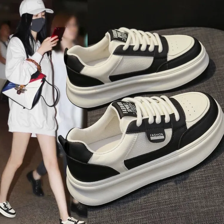 【现货】黑白熊猫板鞋女2025春秋冬新款百搭休闲时尚厚底小白鞋女鞋