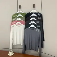 新款韩版简约纯色百搭长袖T恤D68011