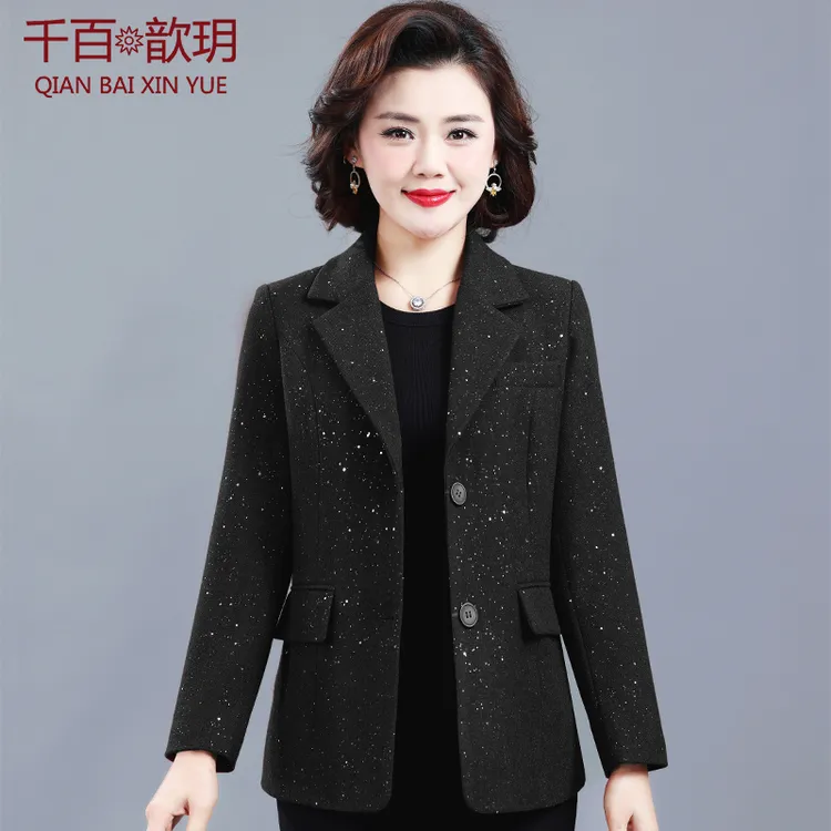 中年妈妈2025新款秋装上衣中老年外套女40岁50短款洋气春秋小西装