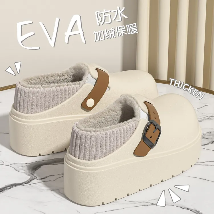 洋山公羊防水厚底勃肯鞋女秋冬季爆款包跟棉拖鞋外穿加绒保暖棉鞋