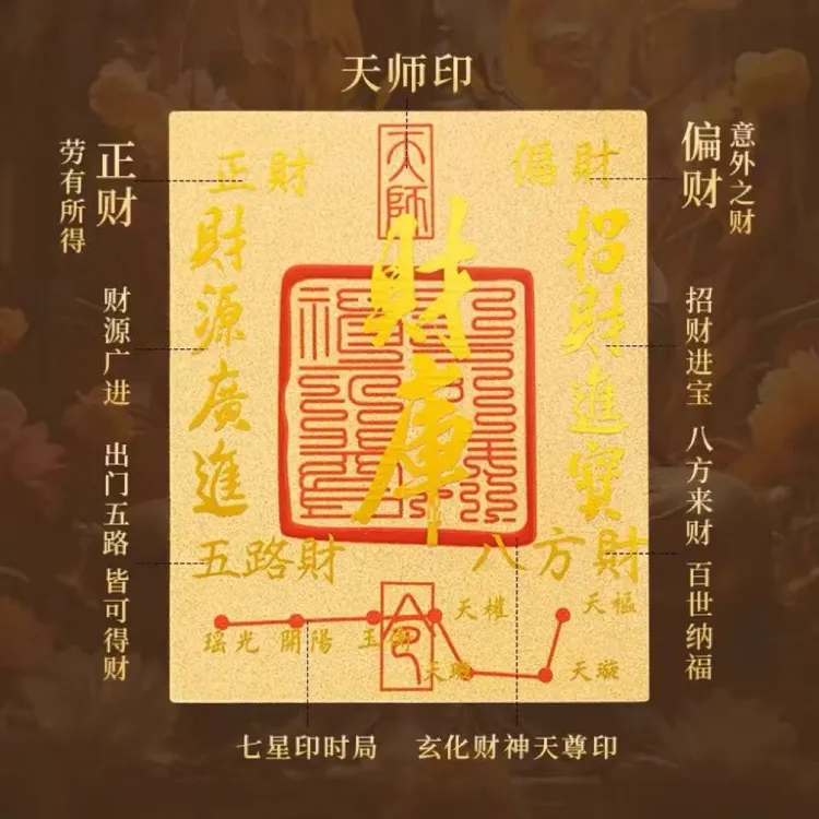 开财补库金箔手机贴纸好运财库卡片创意通用手机壳背贴（大号）