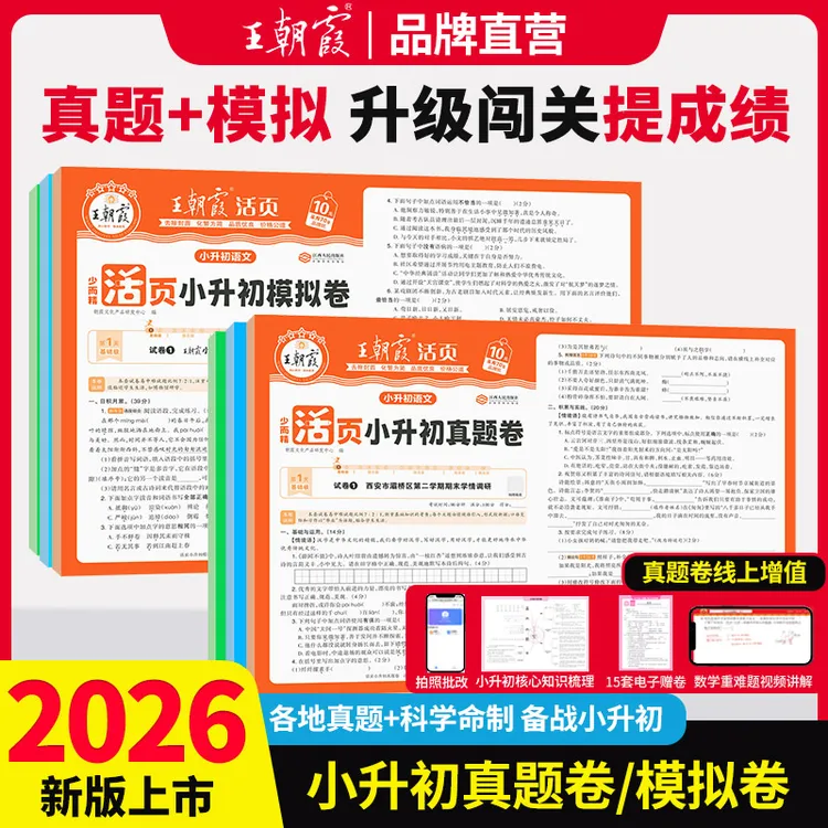 王朝霞活页小升初真题卷模拟卷2026新版小学语数英总复习各地通用商品图