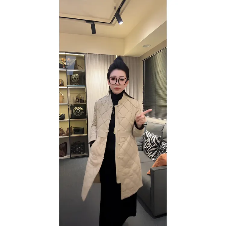 新款时尚重工中长国风棉服外套#2502