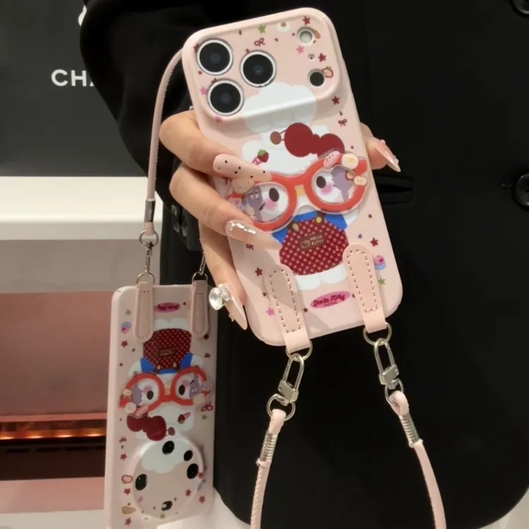 GGBond红框眼镜KT挂绳适用苹果17/16菲林手机壳华为vivoppo小米15