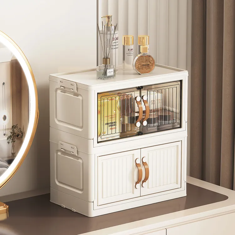 大容量桌面收纳办公桌文具化妆品杂物收纳整理防尘收纳柜