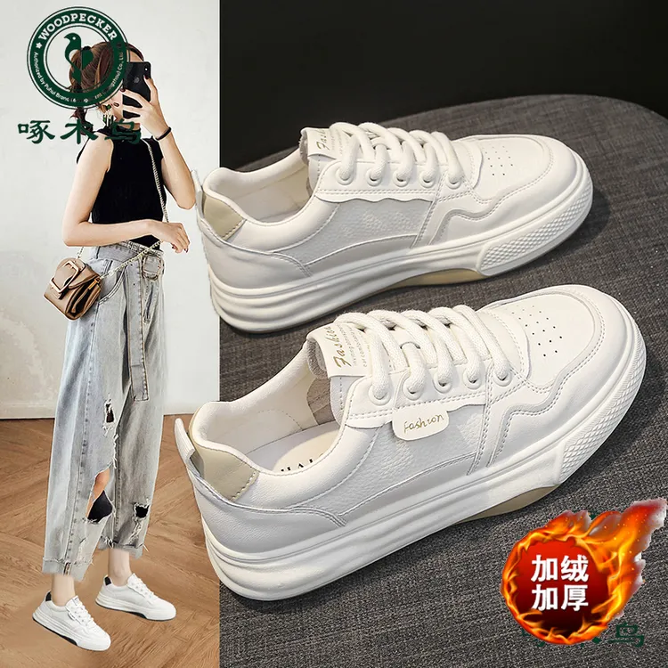 啄木鸟小白鞋女2025运动ins秋四季通用时尚休闲鞋平跟阿甘鞋23766