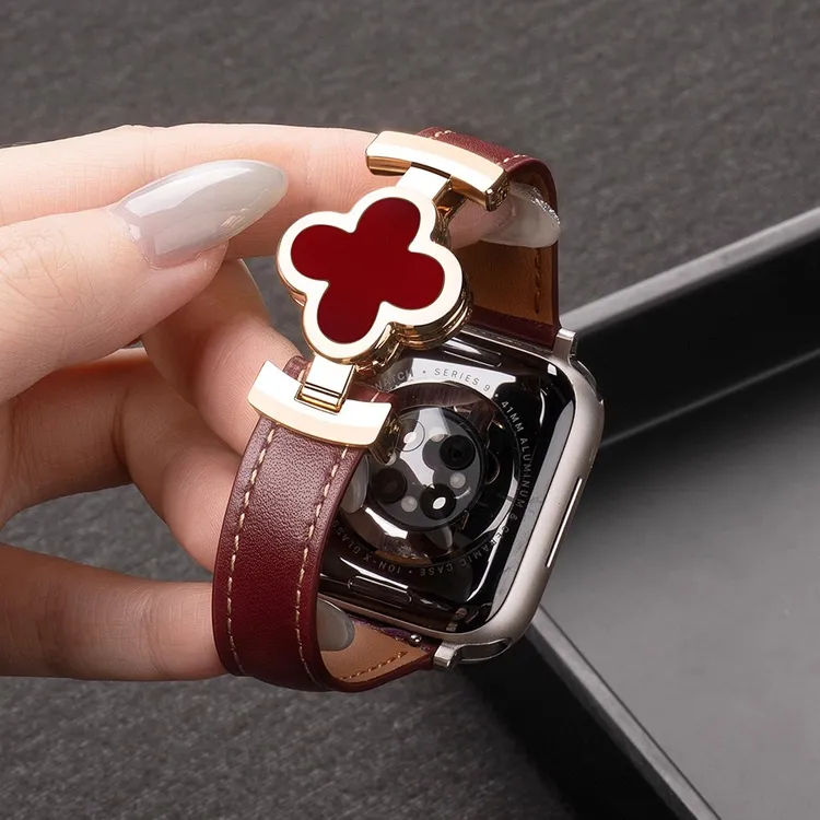 适用iwatch11表带苹果S10手表applewatch9四叶草真皮SE8新款7时尚