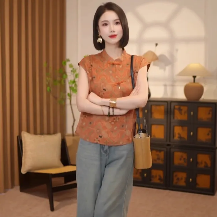 时尚复古新中式中国风民族风夏季网红百搭上衣清冷系禅意衣服女